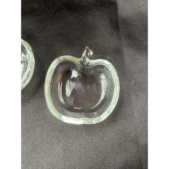 Vintage Clear Glass Apple Shaped Trinket Dishes- Set Of Two - Picture 6 of 6